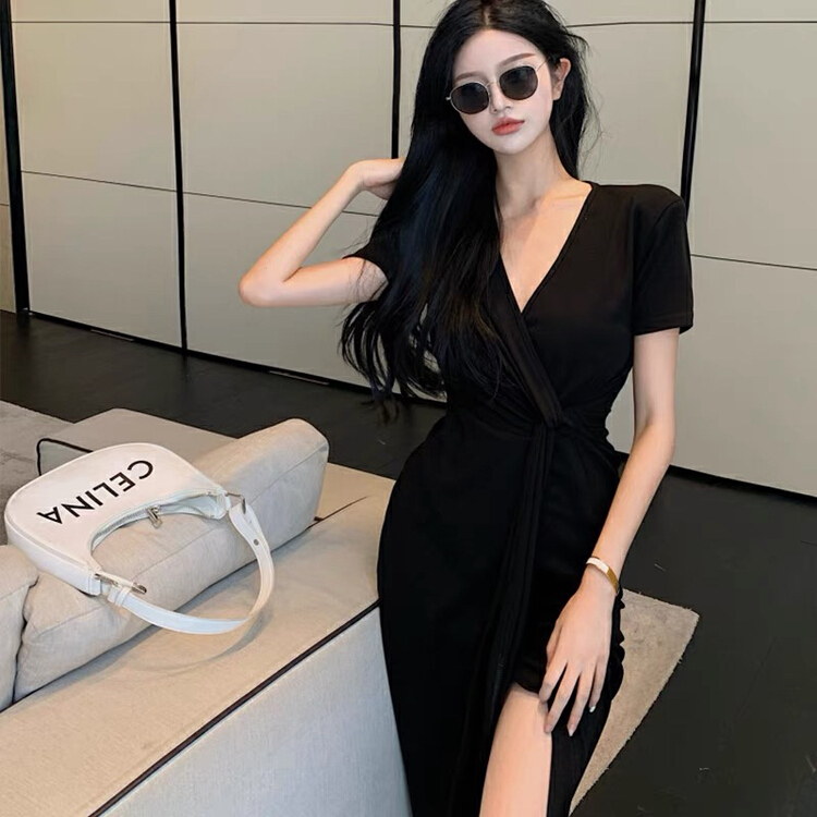 [Hb] V-neck waist twist dress 8239# PCZ