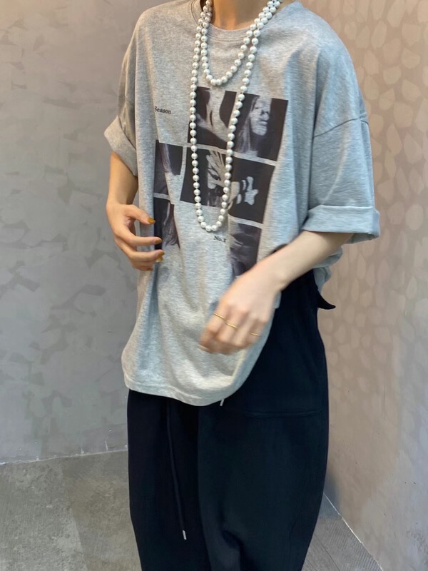 [hongniuniu] Korean round neck printed short sleeve T-shirt 9569# XYY
