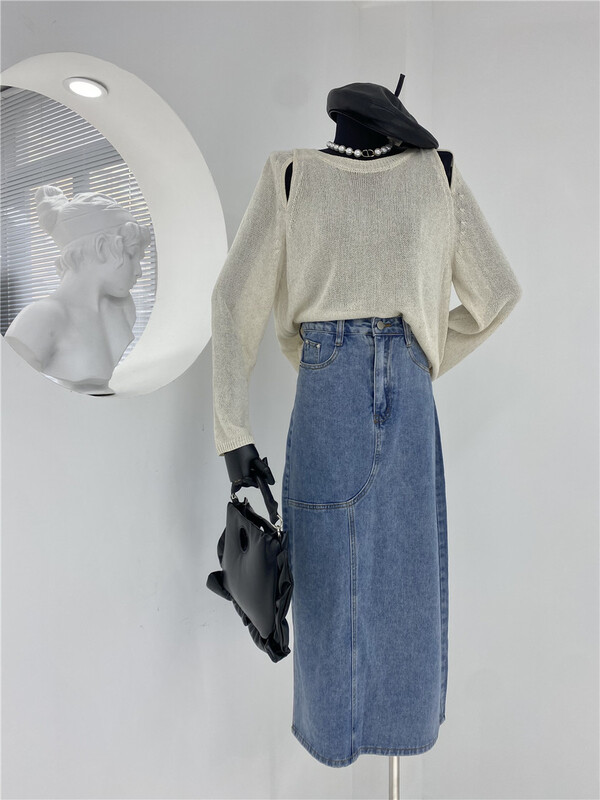 Cxdhh/ new year in early spring! [strict selection - growing grass and trees] Korean version straight tube versatile denim skirt ys1-xc17-bx16094211qn# zxx
