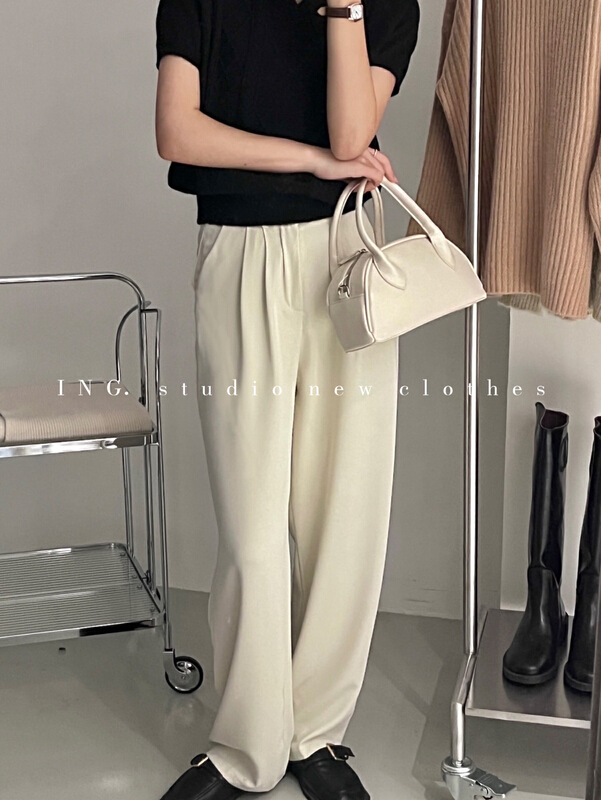 goods in stock! New year in early spring! [ing] comfortable and versatile one button high waist thin loose straight pants 7441# ZSY