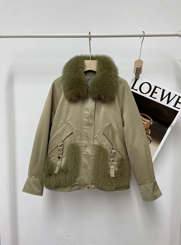 goods in stock! [salmoka] temperament versatile fashion warm fur coat (with detachable fur collar, real fox hair and raccoon dog hair) 6666# YYW