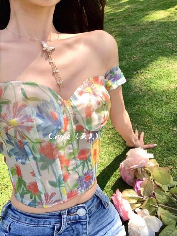 goods in stock! New in early summer! [c.vogue] pure wind, sweet and spicy sexy floral blouse 29840# PCZ