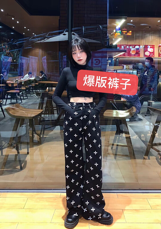 goods in stock! New year in early spring! [kakamee] fashion AOP casual jeans f3200# LSL