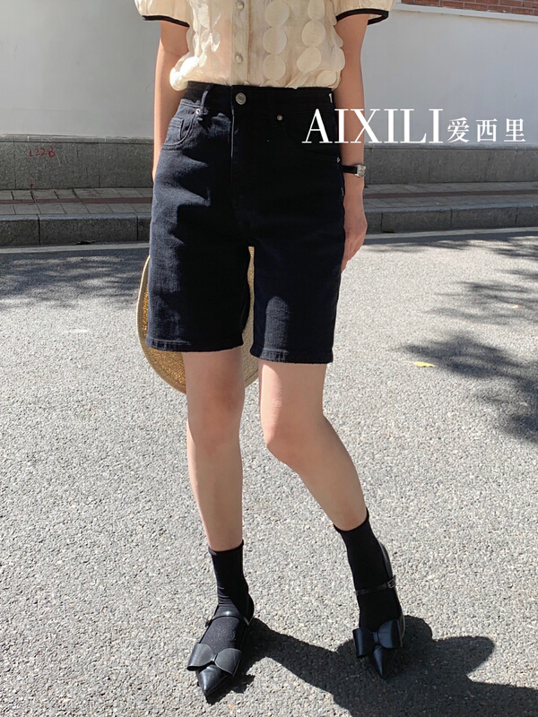 goods in stock! New in early summer! [aixili aisili] simple solid color versatile cropped pants denim shorts 6518# WPL