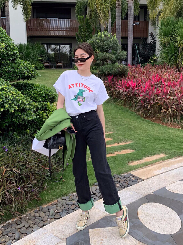 New year in early spring! [ziyijia] Korean round neck letter printed short sleeve T-shirt 0107# WTT