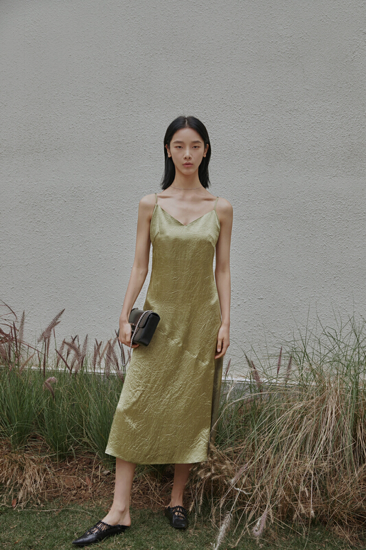 [Hello September] acetate V-neck Sling Dress m2300# CLS