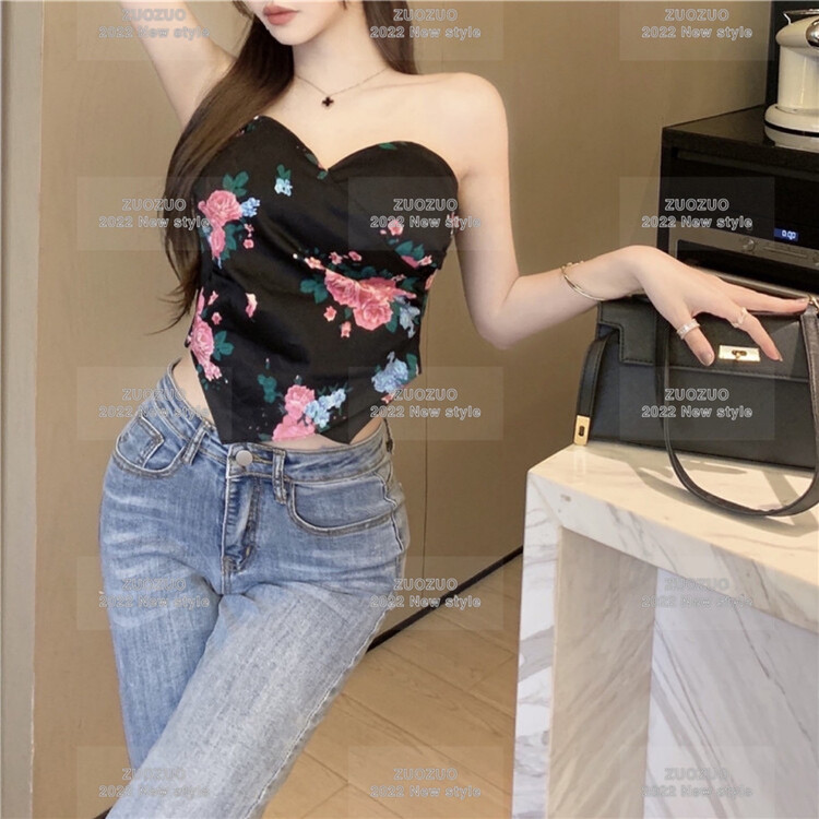 New in early summer! [Zuo Zuo] Korean sexy bra printing irregular vest / sling 3019# ozq