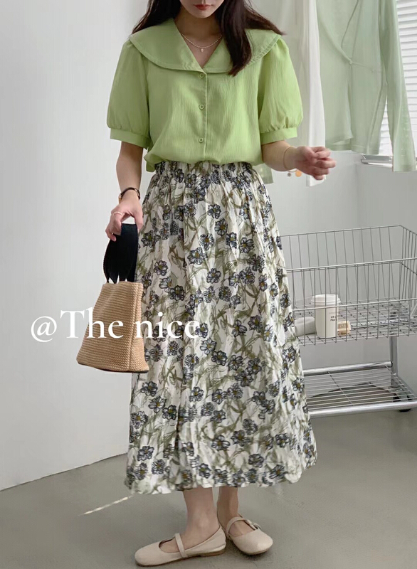 [the nice] versatile pleated vintage floral skirt (sold separately) a501# hjy