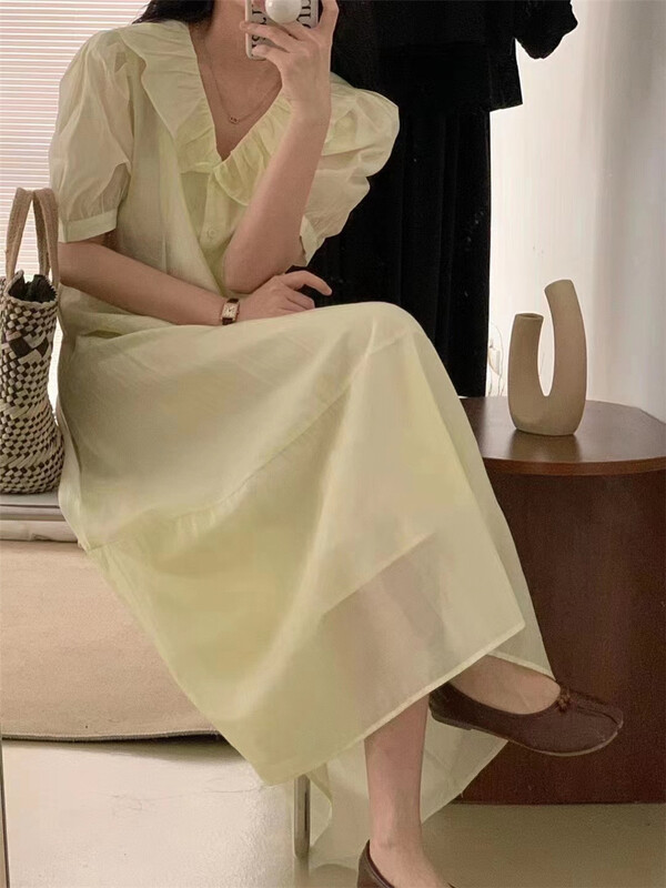 [Sumi] Korean ruffled blouse + temperament medium length skirt suit 22629# zjy