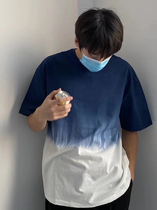 New year in early spring! [Mr. Bujue] round neck gradient hanging dyeing comfortable short sleeve T-shirt ys1-1208# ZZL