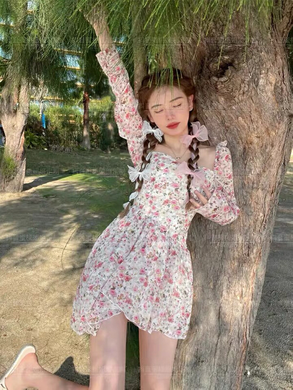 New year in early spring! [L.L studio] French elegant irregular waist floral dress 7323# PCZ