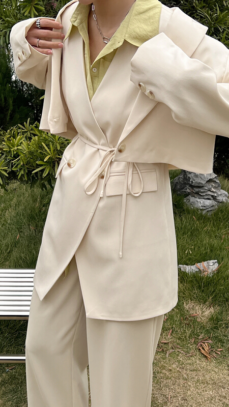 New year in early spring! [context sense] temperament versatile suit + V-neck loose vest suit tts1101# CLS