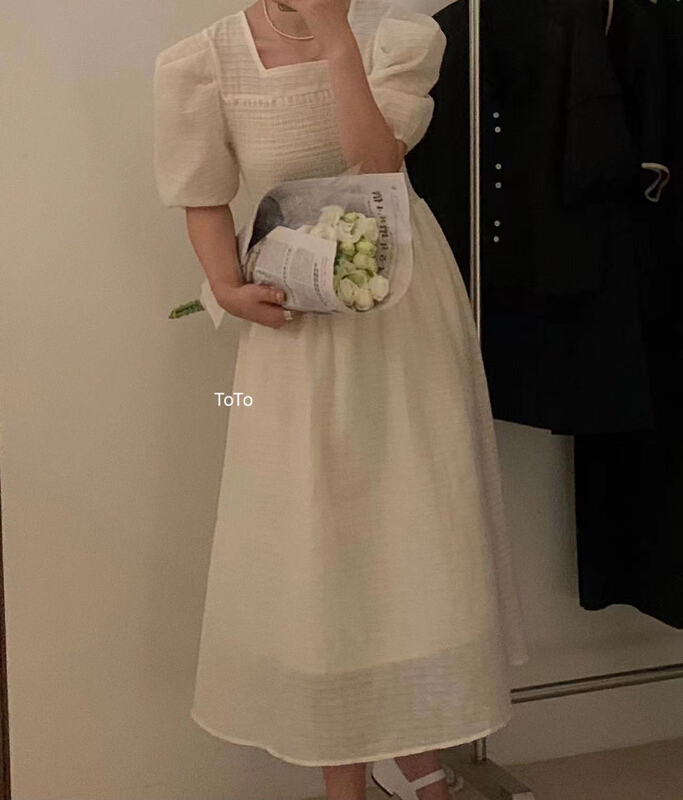 [tototellme] Korean simple square collar dress 20475# HBx