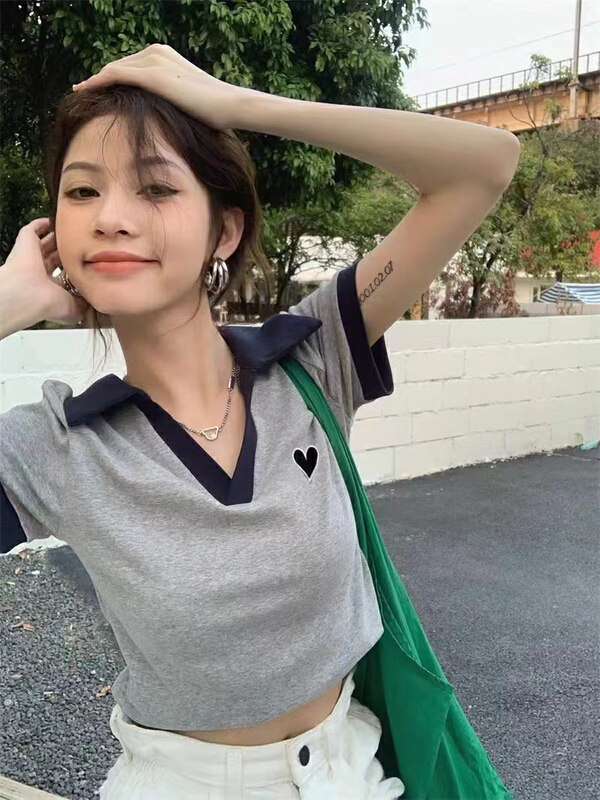 [blue show] Korean fashion V-neck comfortable short sleeve T-shirt 9851# LSW