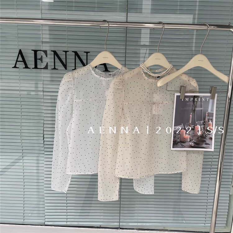 New year in early spring! [aenna] lady temperament wave point bubble sleeve blouse (only for small blouses) 9311# cqw