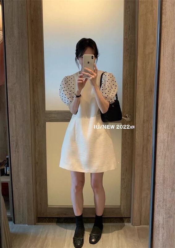 [IU] fashion temperament wave dot print dress 6807# WPL