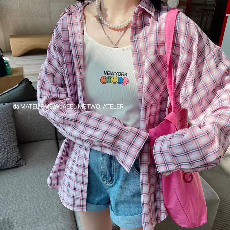 New in early summer! [I-D] Korean versatile plaid shirt + fashionable vest suit 839# L