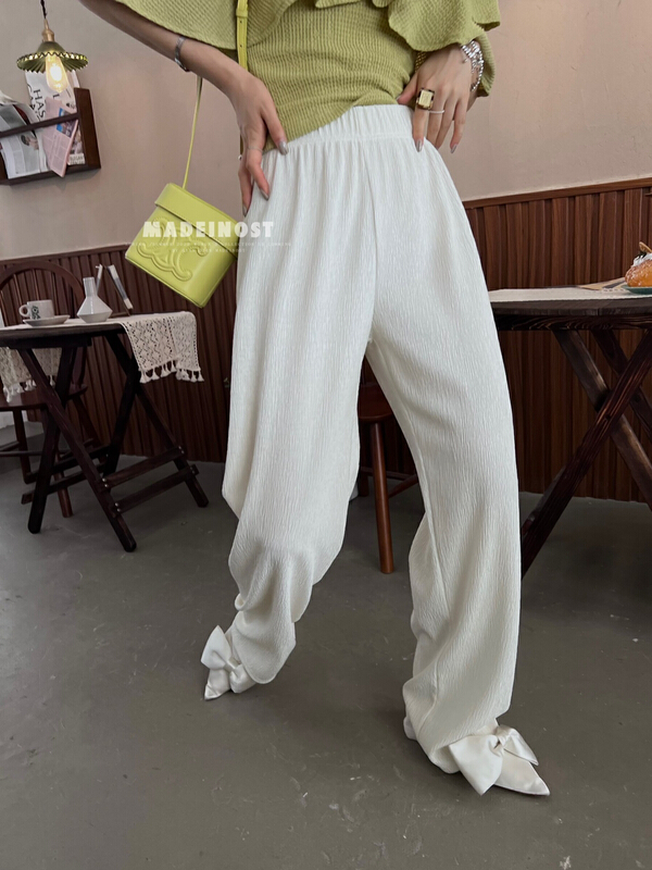 [OSHA madeinost] textured elastic waist loose casual pants 86321# ll