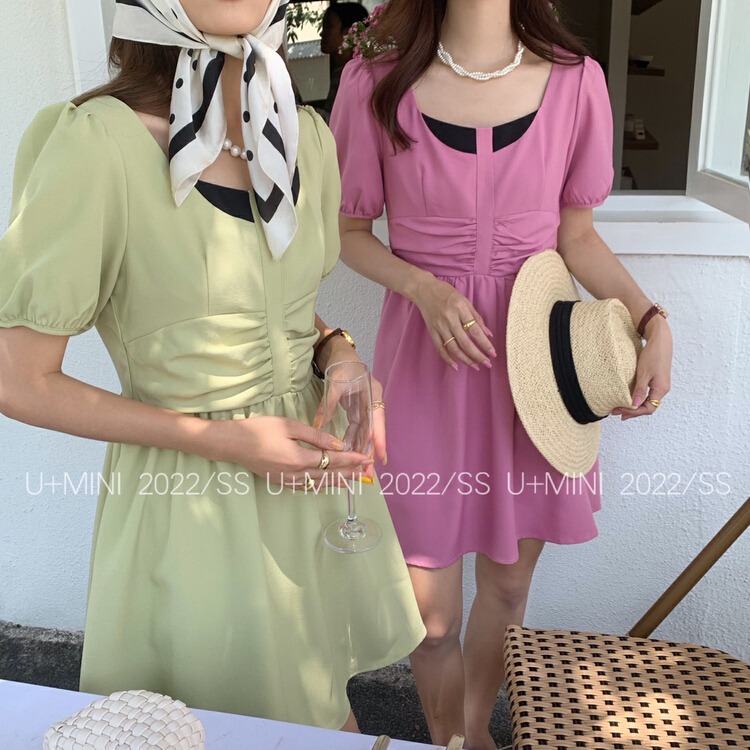 New in early summer! [U + Mini] temperament fashion round neck dress d0621# WPL