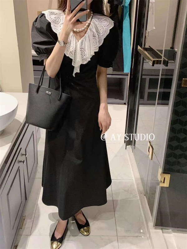 Original price 89.00! New in early summer! [Xiangli] Korean style bubble sleeve temperament lace dress ys1-8809# PCZ