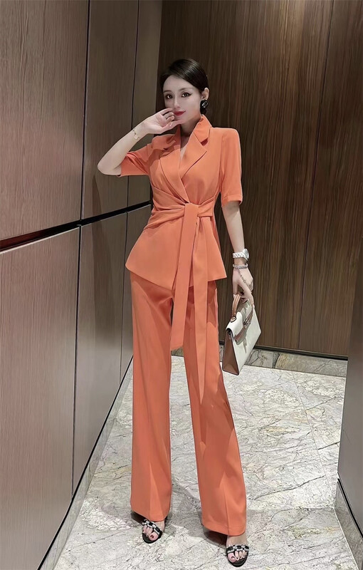 [Torreya grandis] temperament versatile lace up suit + versatile comfortable casual trousers suit 6128# JJ