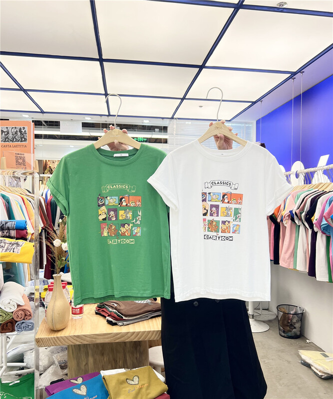 New year in early spring! [1986] cartoon printed Korean Short Sleeve T-shirt 913# LSL