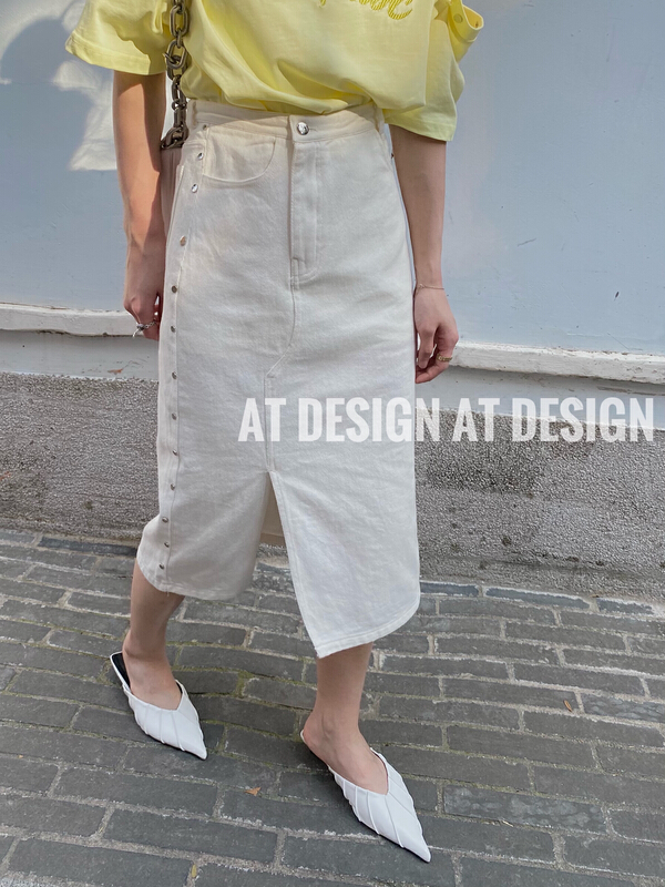 Early spring! [at] casual and versatile high waist Beaded skirt 93110# LSL