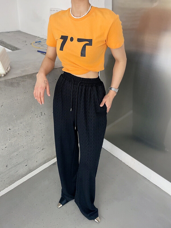 [d.two D2] simple letters versatile short sleeve T-shirt 2121202# zxl
