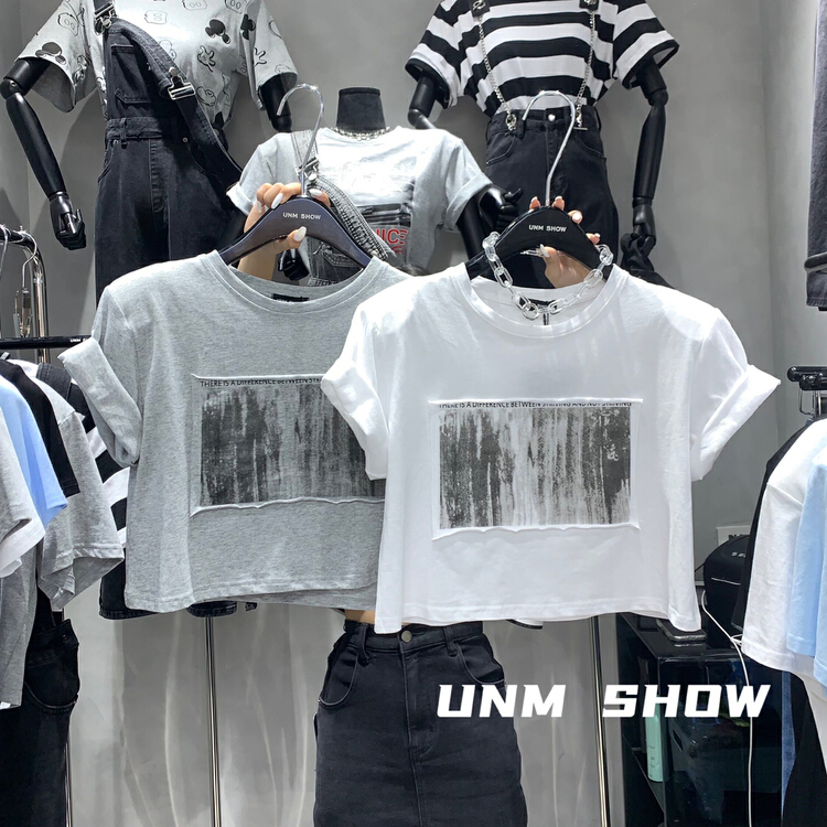 [unm-show] Korean print slim fit short sleeve T-shirt 6218# WTT