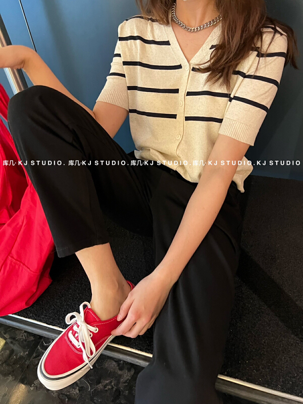 "KJ" Korean version of simple striped sweater 8333# ZXL