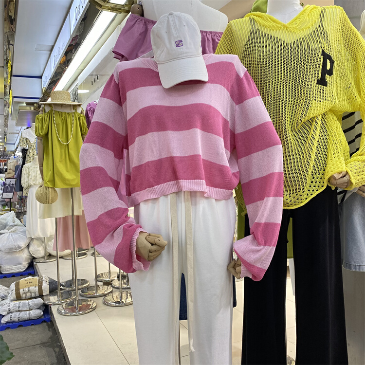 New in early summer! [Hello] Korean round neck color blocking sweater 092# XYY