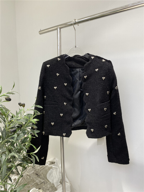 [Tan] love metal buckle design jacket c3051# zxx
