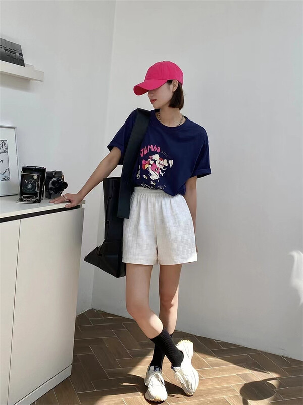 [black + white] simple and versatile loose casual shorts 7143# lwy