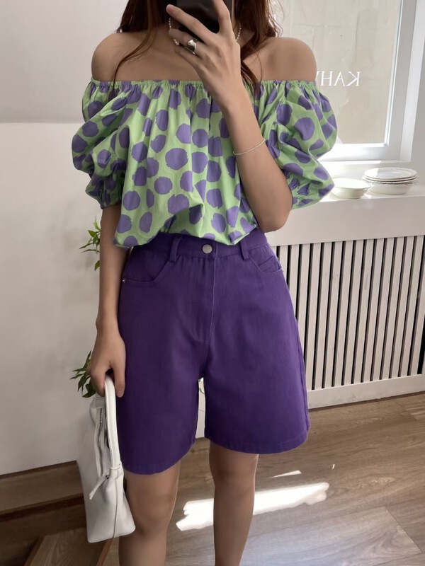 New in early summer! [mm. C] exclusive and versatile floral wave dot blouse 85571# lwy