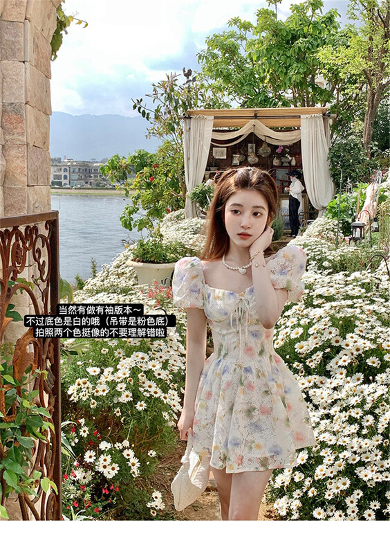 [see you] French sweet printed lace dress 3878# PCZ