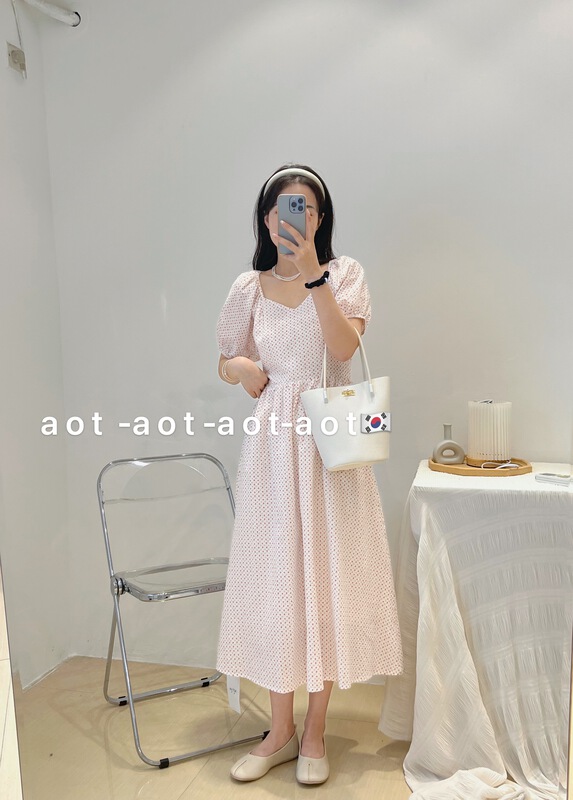 [AOT] Korean style foam sleeve aging dress 7730# XYY