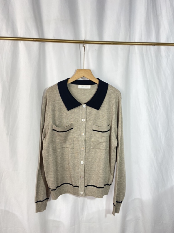New in early summer! [Yi show shop] color blocking, age reducing, loose and thin knitted cardigan 1073# Cl