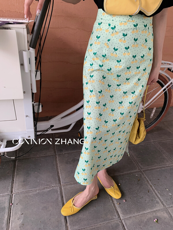 [CZ Zhang] high waist and slim temperament printed skirt 62445# XYJ