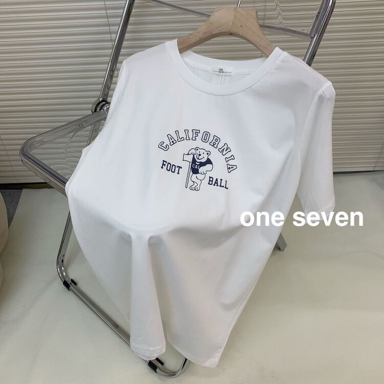 [one seven] bear print crew neck short sleeve T-shirt 6906# XYY