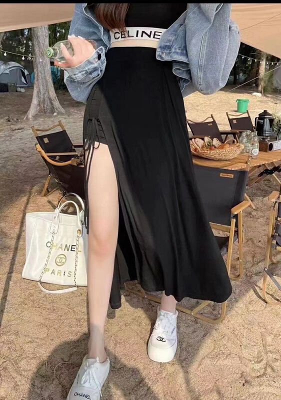 New in early summer! [Hello] high waist slim lace up slit comfortable skirt ys-6306# lwy