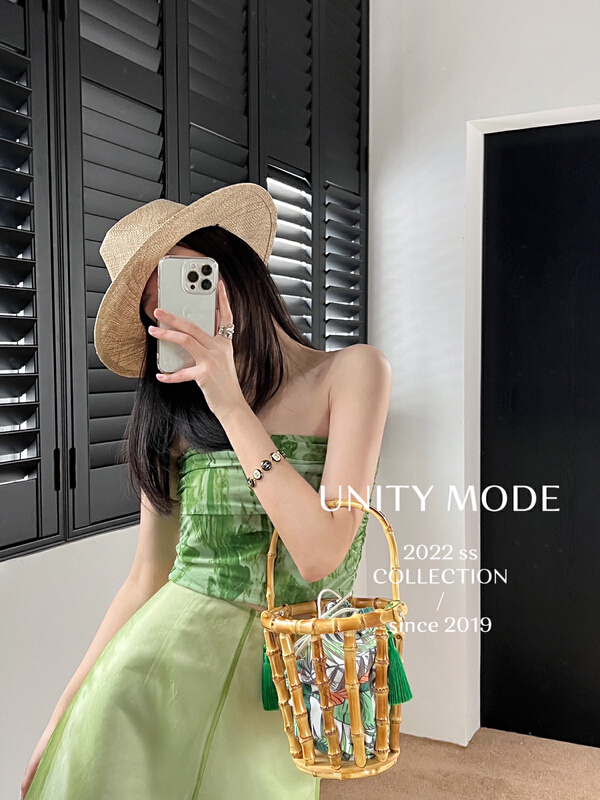 [unit] non slip printed Strapless vest / sling 8011# cqw