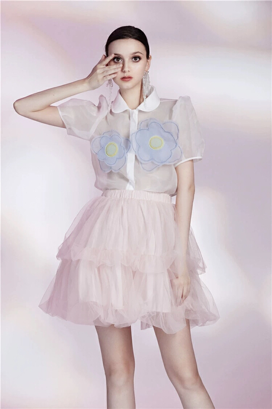 New in early summer! [AC] mesh stitched puffy skirt 6837-1# JJ
