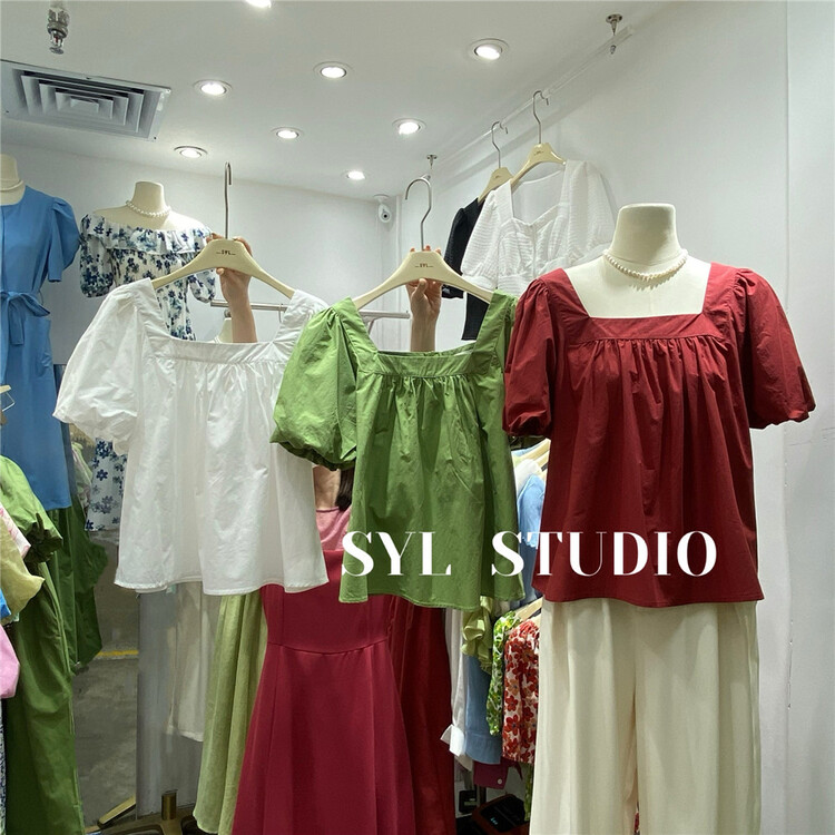 [SYL] French style square neck comfortable blouse 5193# L