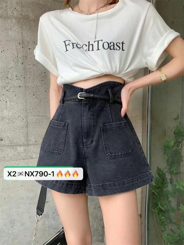 [x2 square] slim, loose and comfortable denim shorts (with belt) 790# ll