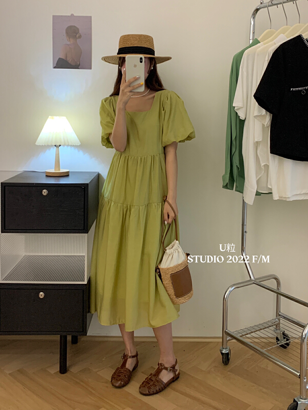 New in early summer! [U grain] loose crimp Pullover dress 70015# HBx