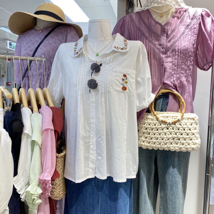 [free studio] sweet Japanese embroidered short sleeved shirt 2353# hjy