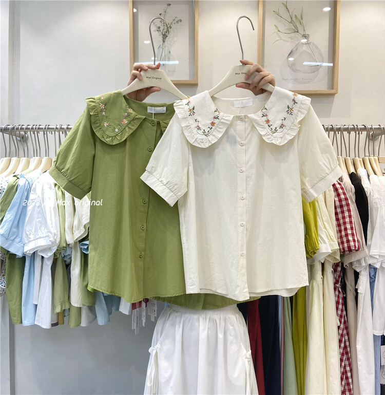 [Max original] flower embroidery fashion blouse 98175# HBx