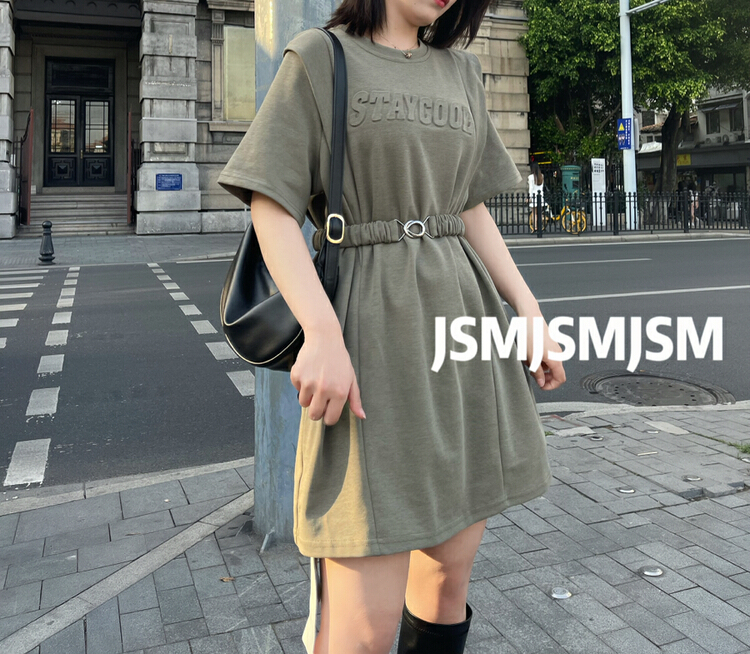 New in early summer! [JSM] slim casual fashion dress (with belt) 8848# LSL