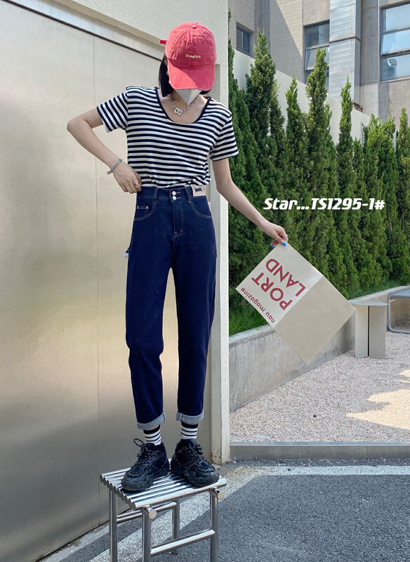 [star] Korean style versatile Harlan jeans ts1295-1# CLS