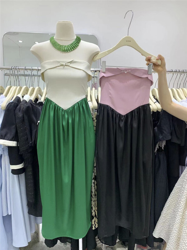 [u.me] elegant retro strapless dress 59993# hjy